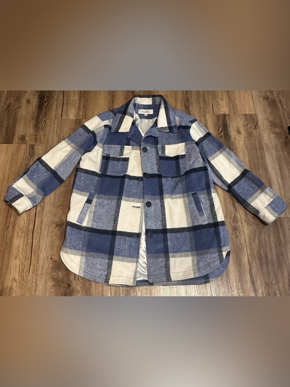 Sebby Blue and Cream Plaid Shacket